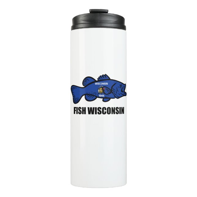 Fish Wisconsin Flag Thermosbecher (Vorderseite)
