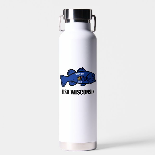 Fish Wisconsin Flag Trinkflasche (Vorne)