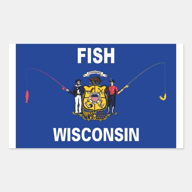 Fish Wisconsin Rechteckiger Aufkleber (Vorderseite)