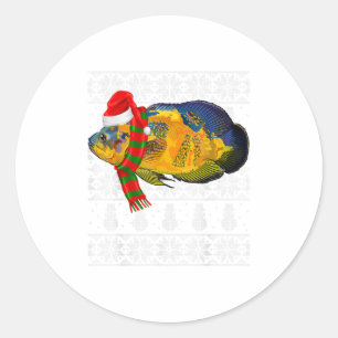 Fish Xmas Weihnachtsmannmütze Oscars Ugly Christm Runder Aufkleber