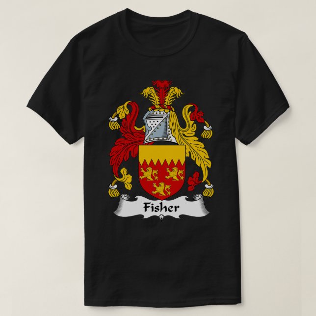 Fisher Coat of Arms Family Crest  T-Shirt (Design vorne)