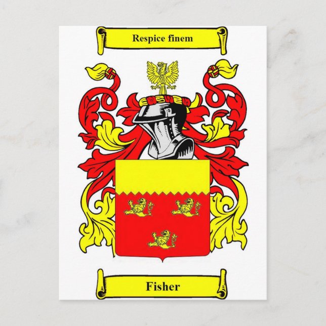 Fisher (Englisch) Wappen Postkarte (Vorderseite)