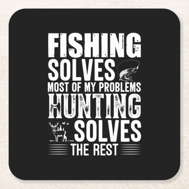 Fisher Fishing Solves Most Of My Problems Rechteckiger Pappuntersetzer (Vorderseite)