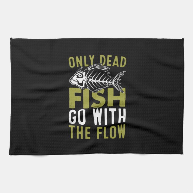 Fisher Gift Fisch geht mit dem Fluss Geschirrtuch (Horizontal)