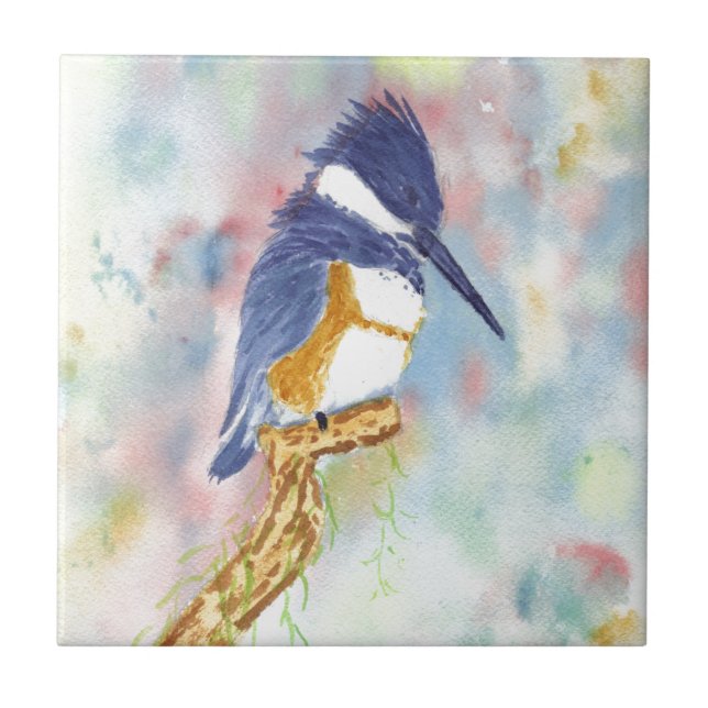 Fisher-König, Eisvogel-Aquarell Fliese (Vorderseite)