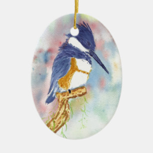 Fisher-König, Eisvogel-Aquarell Keramik Ornament