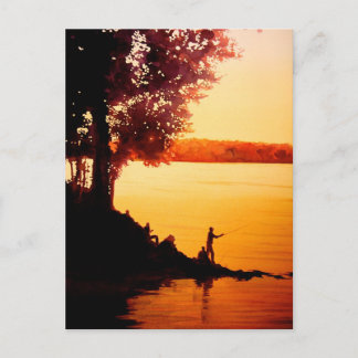 "Fisher People" Fischerei Landschaft Wasserfarbe Postkarte