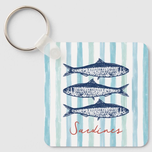 Fisherman Aesthetic Sardines Stripes Schlüsselanhänger (Vorderseite)