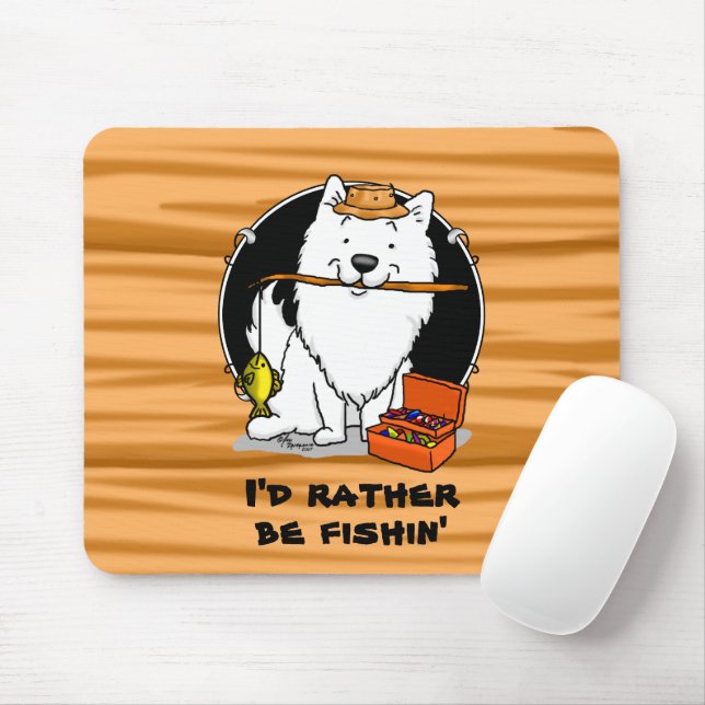 Fisherman American Eskimo Dog - Niedlich Mousepad (Mit Mouse)