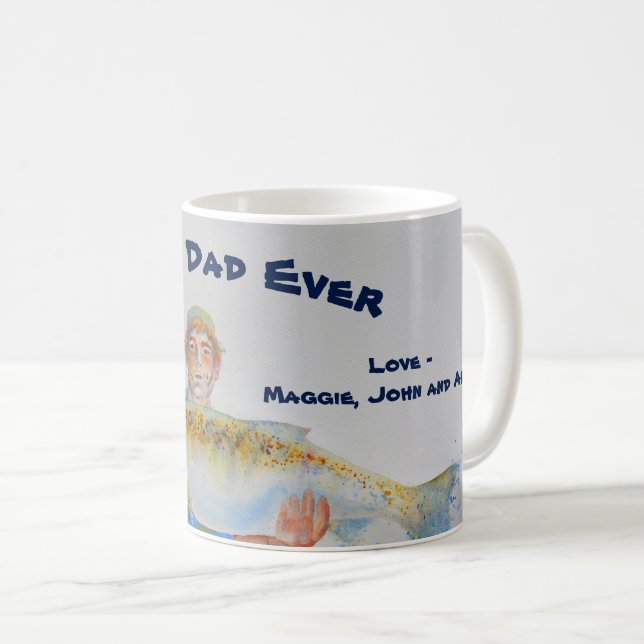 Fisherman Aquarell Bester Vater je Kaffeetasse (VorderseiteRechts)
