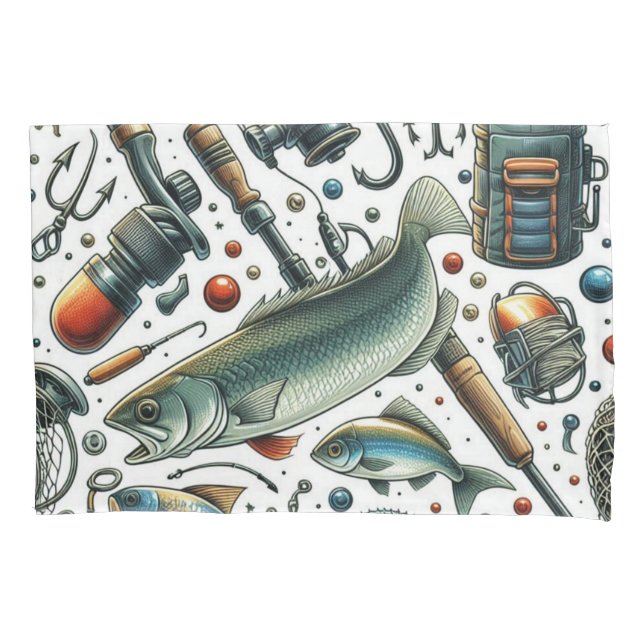 Fisherman Bass Fish Pillowcase Kissenbezug (Vorderseite)