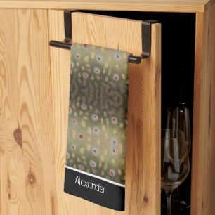 Fisherman Brook Trout Fisch Olive Schwarz-weiß Rus Geschirrtuch