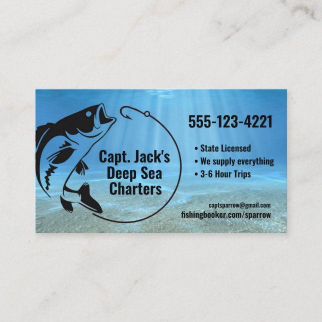 Fisherman Charter Company Business Card Visitenkarte (Vorderseite)