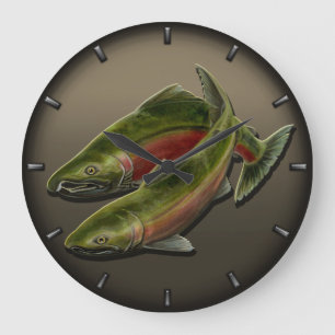 Fisherman Clock Coho Lmon Fish Wall Uhren Geschenk