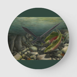 Fisherman Clock Fishing Bear Wall Clocks Gifts Runde Wanduhr