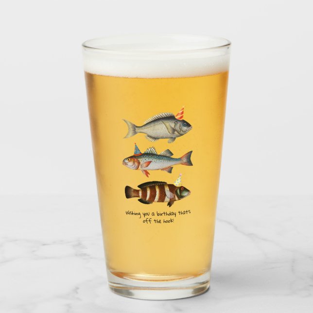 Fisherman Fish Hat Fun Birthday Glas (Vorne (Gefüllt))