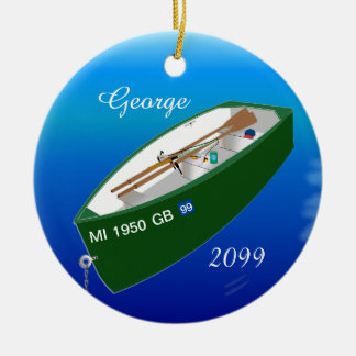 Fisherman Fishing Row Boot Rod Personalisiert Keramik Ornament