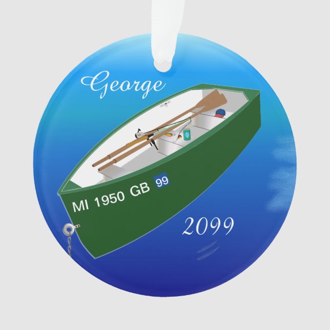 Fisherman Fishing Row Boot Rod Personalisiert Ornament (Vorderseite)