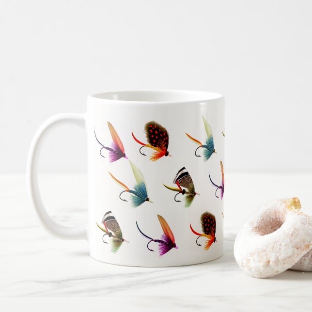 Fisherman Fly Fishing Flies  Kaffeetasse (Mit Donut)
