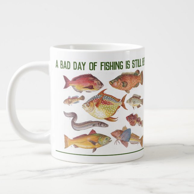 Fisherman Gift. Angeln oder Angeln Jumbo-Tasse (Links)