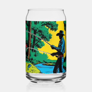 Fisherman on Riverbank Beer Can Dosenglas