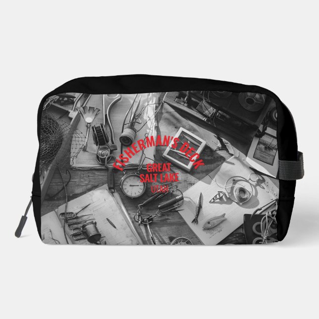 Fisherman’s Deck Black and White Waschbeutel (Rückseite)