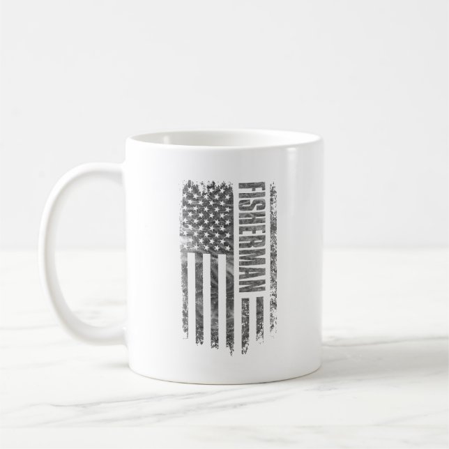 Fisherman USA Flag Distressed design Kaffeetasse (Links)