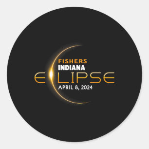 Fishers Indiana Total Solar Eclipse 2024 Runder Aufkleber