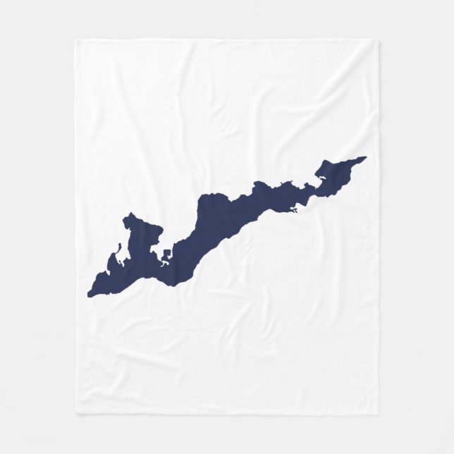 Fishers Island Fleece Blanket – Blue/White – Solo (Vorderseite)