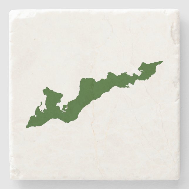 Fishers Island Logo-Untersetzer - Green Steinuntersetzer (Vorderseite)