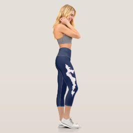 Fishers Island Yoga Capri Leggings - weiß/blau