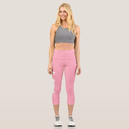 Fishers Island Yoga Capri Leggings - White/Pink