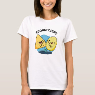 Fishin Chips Funny Food Puff T-Shirt