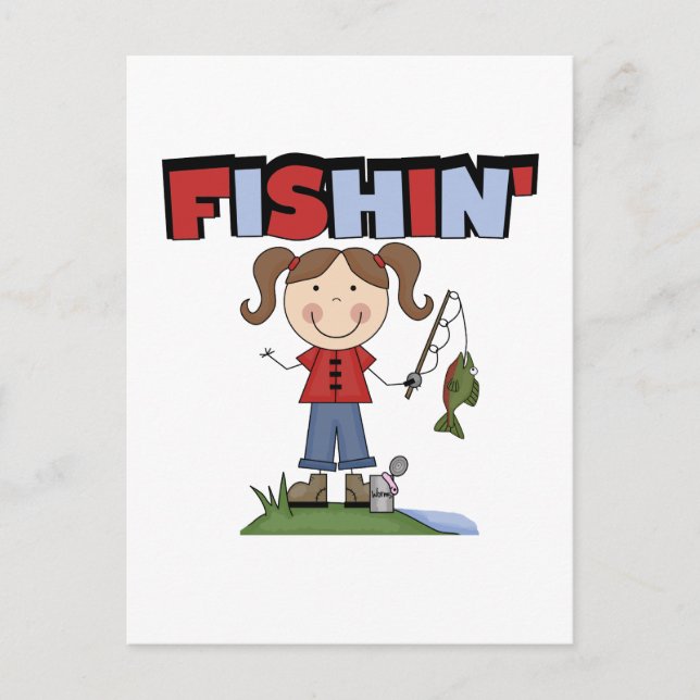 Fishin' Girl-T - Shirt Postkarte (Vorderseite)