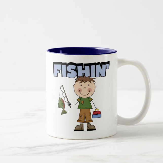 Fishin Jungen-T-Shirts und Geschenke Zweifarbige Tasse (Rechts)