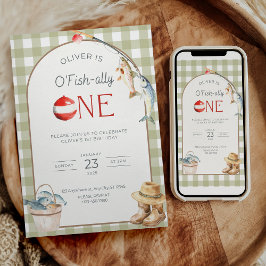 Fishing 1st Birthday Invitation O Fishally One Einladung