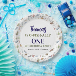 Fishing 1st Birthday | O-Fish-Ally One party Pappteller