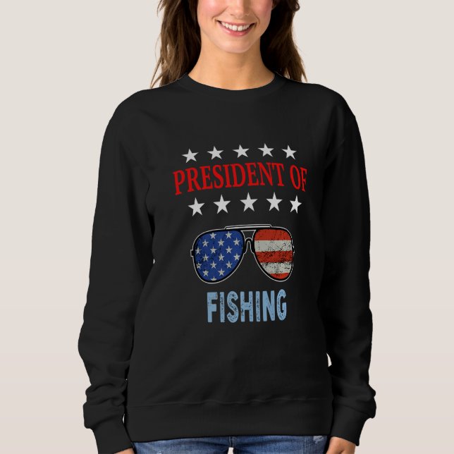 Fishing Accessories  USA Flag Fishing Saying Sweatshirt (Vorderseite)