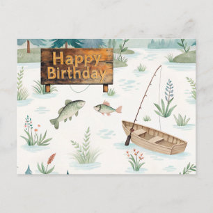 Fishing Alles Gute zum Geburtstag Thema Angler Postkarte