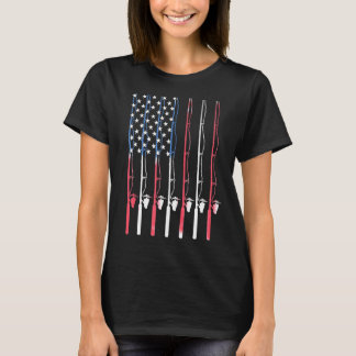 Fishing American Flag 4th Of July Patriotic Fisher T-Shirt