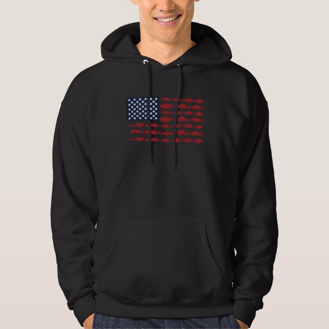 Fishing American Flag Fisherman Patriotic Day 4th  Hoodie (Vorderseite)
