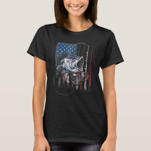 Fishing American Flag USA Bass Fisherman 4. Ju T-Shirt