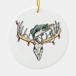 Fishing and Hunting Bass and Deer Keramik Ornament