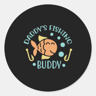 Fishing Art Daddy Fishing Friends Runder Aufkleber