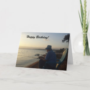 Fishing at Sunrise Birthday Card Karte