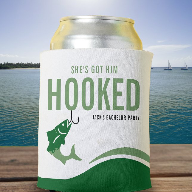 Fishing Bachelor Party Funny She's Got Him Hooked Dosenkühler (Fishing Bachelor Party Funny She's Got Him Hooked)