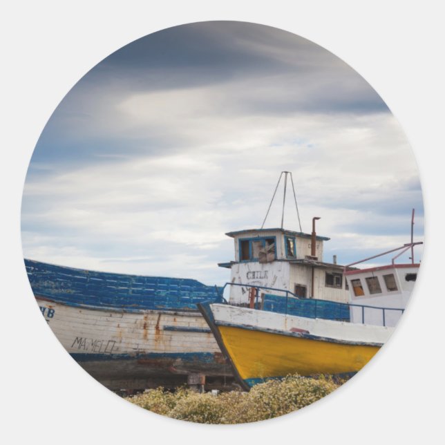 Fishing Boats Runder Aufkleber (Vorderseite)