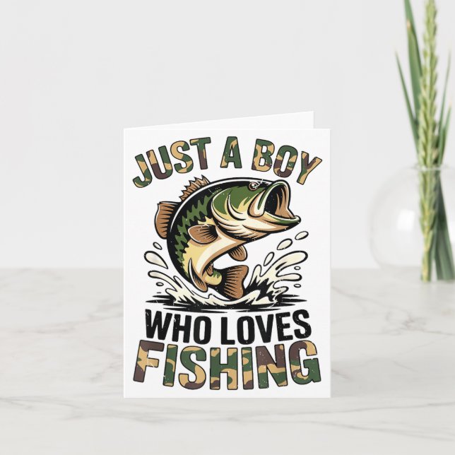 Fishing Camo B Fish Youth Just A Boy Who Loves Fis Karte (Vorderseite)