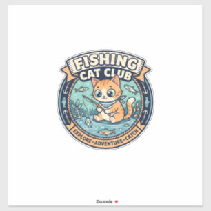 Fishing Cat Süße Katze T-Shirt Design - Fishing Ca Aufkleber