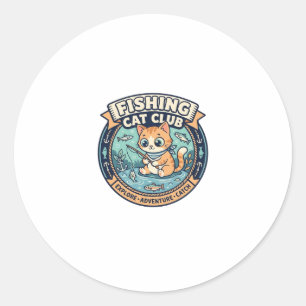 Fishing Cat Süße Katze T-Shirt Design - Fishing Ca Runder Aufkleber